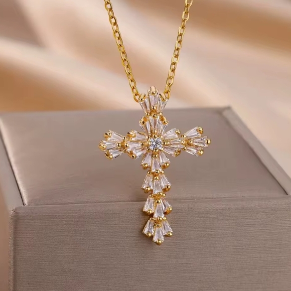 Necklace Jewelry - 🆕️Elegant Gold Cross Pendant Necklace